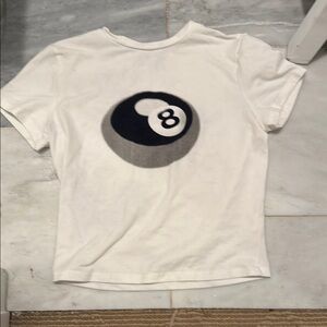 White Kids Shirt with 8 Ball Design